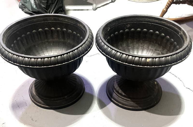lot 62 image: Pair of Plastic Outdoor Planters
