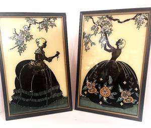 lot 94 image: Pair of 1930s Foil on Glass Reliance Silhouettes