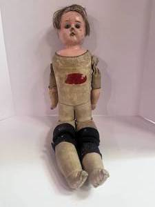 lot 51 image: Rare Late 1800s Armand Marseille German Jointed Doll Leather Body
