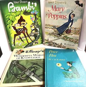lot 64 image: 4 Vintage Disney Books Bambi, Peter Pan, Mary Poppins and Wonderful World of Knowledge