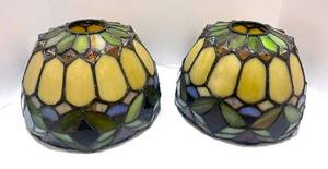 lot 97 image: Two Tiffany Style Light Shades Stained Glass