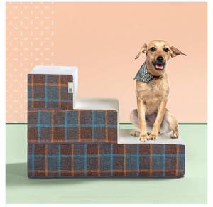 lot 62 image: Zinus Pet Stairs, Foam, Blue Plaid, Medium