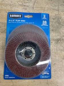 lot 76 image: Hart (2-pack) 4-12 Flap Disc 36 Grit Very Course Heavy Removal for WoodMetal