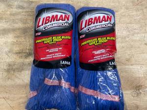 lot 60 image: Libman Large Blue Polyester Blend Looped-End Wet Mop Head Lot of 2