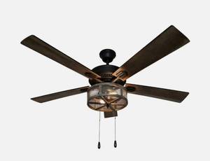 lot 120 image: River of Goods 20074 Prairie 52 LED Oil Rubbed Bronze Caged Ceiling FanLight