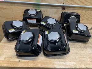 lot 146 image: Lot of car gas tanks and mufflers off of 14 Midget Race Cars