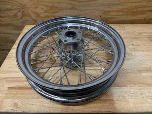 lot 171 image: Front Chrome 21x2.15 40-Spoke Laced Wheel Assembly - 0203-0528 for 2000-2006 Harley-Davidson Softail Springer Motorcycles