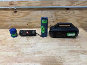 lot 173 image: Speakers lot of 4 different ones, Water proof wireless, JBL, Sony, Soundcore