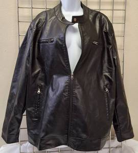 lot 9 image: Faux  Leather Motorcycle Jacket- Iconic Outfit Zip-Up Moto Gear Biker Front Pockets