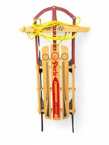 lot 20 image: Vintage Paris Champion Red Fastback Snow Sled Floating Steering 46 Long