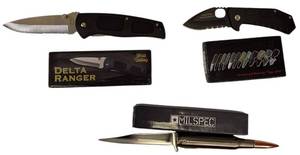 lot 32 image: Frost Cutlery Delta Ranger Tactical Folding Knife  BuckShot Knife MILSPEC 50 Caliber Bullet Knife  Military & Task Force Series Knife