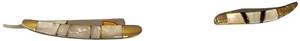 lot 34 image: Frost Ace of Hearts Toothpick Folding Knife  & Steel Warrior Genuine Mother of Pearl Razor Pocket Knife Stainless