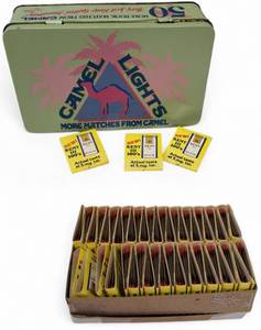 lot 38 image: Vintage 1992 CAMEL Lights collectable tin with 50 MORE Book Matches