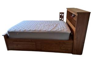 lot 57 image: Full Size Captains Bed w lighted headboard