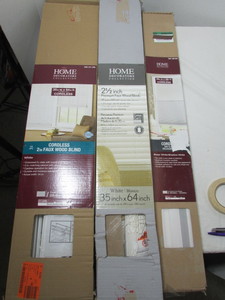 lot 40 image: Faux Wood Blinds Cordless Cellular Blinds