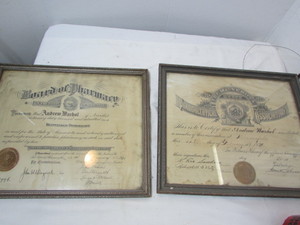 lot 179 image: Antique Pharmaceutical Certificates