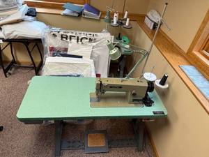 lot 2 image: Brother DB2-B735-3 Industrial Sewing Machine with Table