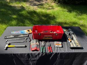 lot 19 image: Craftsman Red Tool Box with Assorted Hand Tools and Accessories