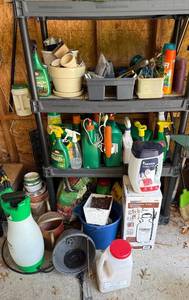 lot 40 image: Assorted Gardening Tools and Supplies Collection - Rack NOT Inc