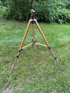 lot 67 image: Vintage Wooden Tripod with Adjustable Legs