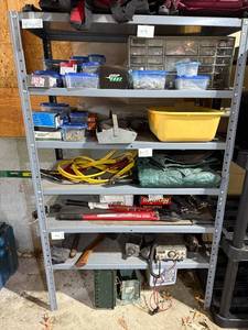 lot 80 image: Heavy-Duty Industrial Metal Shelving Unit Not Including Tools