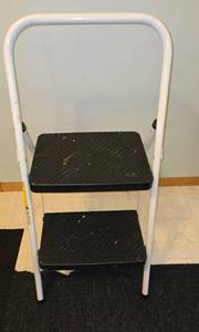lot 87 image: Used Folding Step Stool with Two Black Steps