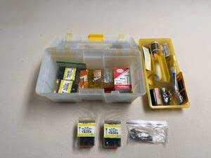 lot 113 image: Tool Organizer with Assorted Tacks, Nails, and Sewing Supplies