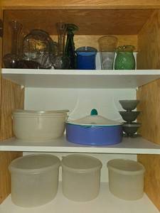lot 144 image: Collection of Vintage Glass Vases and Plastic Storage Containers