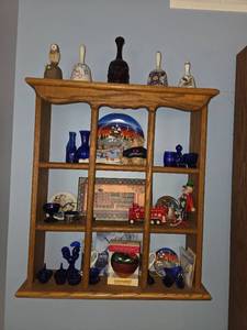 lot 177 image: Assorted Collection of Decorative Bells, Plates, and Blue Glassware Contents only