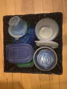 lot 185 image: Collection of Plastic Food Storage Containers and Glass Jars