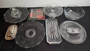 lot 201 image: Vintage Glass and Silver-Plated Serving Dishes