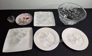 lot 202 image: Elegant Crystal Punch Bowl Set with Cups and Ladle
