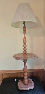 lot 233 image: Wooden Floor Table Lamp
