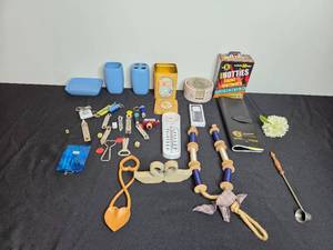 lot 254 image: Collection of Novelty Items Including Bottle Openers, Dice, and Decorative Accessories