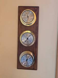 lot 260 image: Taylor Weather Station Wall Panel with Temperature, Humidity, and Barometer Gauges