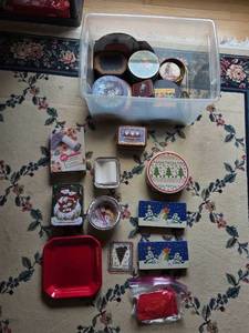 lot 271 image: Collection of Holiday Themed Cookie Tins and Baking Accessories