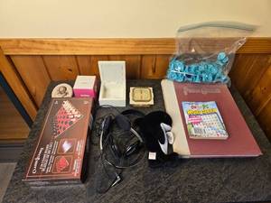 lot 278 image: Various Collectibles Including Beanie Baby, Word Seek Book, and Chess Set