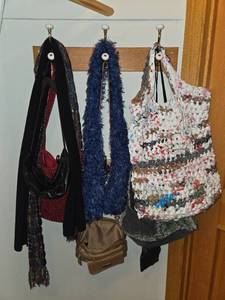 lot 284 image: Collection of Unique Handbags and Knitted Scarves