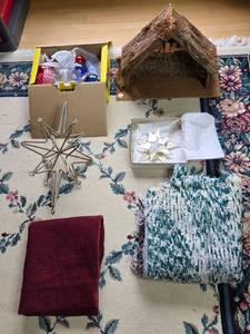lot 289 image: Holiday Decor Collection with Nativity Scene, Tree Toppers, Ornaments, and Throws