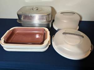 lot 326 image: Collection of Casserole Dishes and Cake Carriers