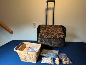 lot 337 image: Rolling Storage Bag with Yarn Collection and Craft Items