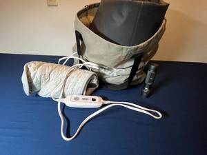 lot 338 image: Intex Inflatable Bed with Electric Heating Pad and Flashlight