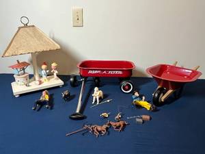 lot 348 image: Vintage Toy Collection with Radio Flyer Wagon & Figures