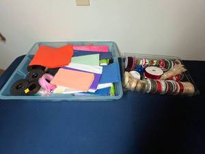 lot 362 image: Collection of Gift Wrapping Supplies with Various Bows and Ribbons