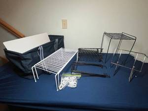lot 372 image: Assorted Set of Wire Rack Shelves with Storage Bag