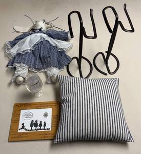 lot 386 image: Decorative Bundle Bunny Doll, Metal Stands, and Family Photo Frame