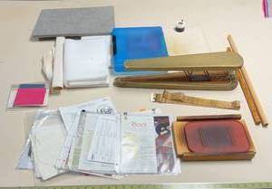 lot 395 image: Quilting Kit with Patterns, Fabrics, Tools, and Storage Bag