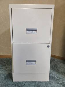 lot 446 image: Two-Drawer Metal Filing Cabinet