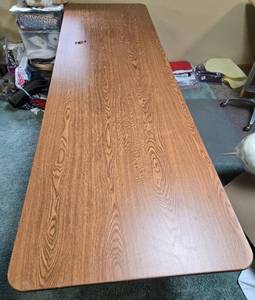 lot 494 image: Large Folding Table with Wood Grain Finish