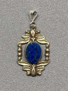lot 11B image: Ornamental Sterling Silver 925 Blue Stone Pendant